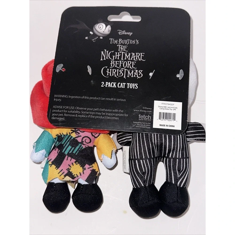 Disney‎ Nightmare Before Christmas Jack & Sally Catnip Plush Cat Toys 2-Pack NEW